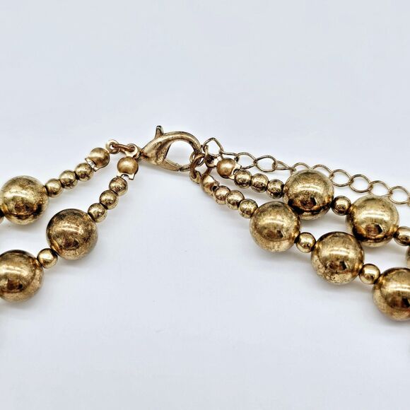 Mother Of Pearl Necklace Coral Double Strand Gold Tone Colorful Statement - Picture 8 of 9